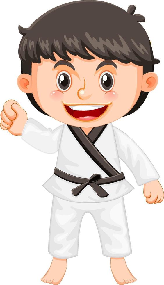 um menino em uniforme de taekwondo vetor