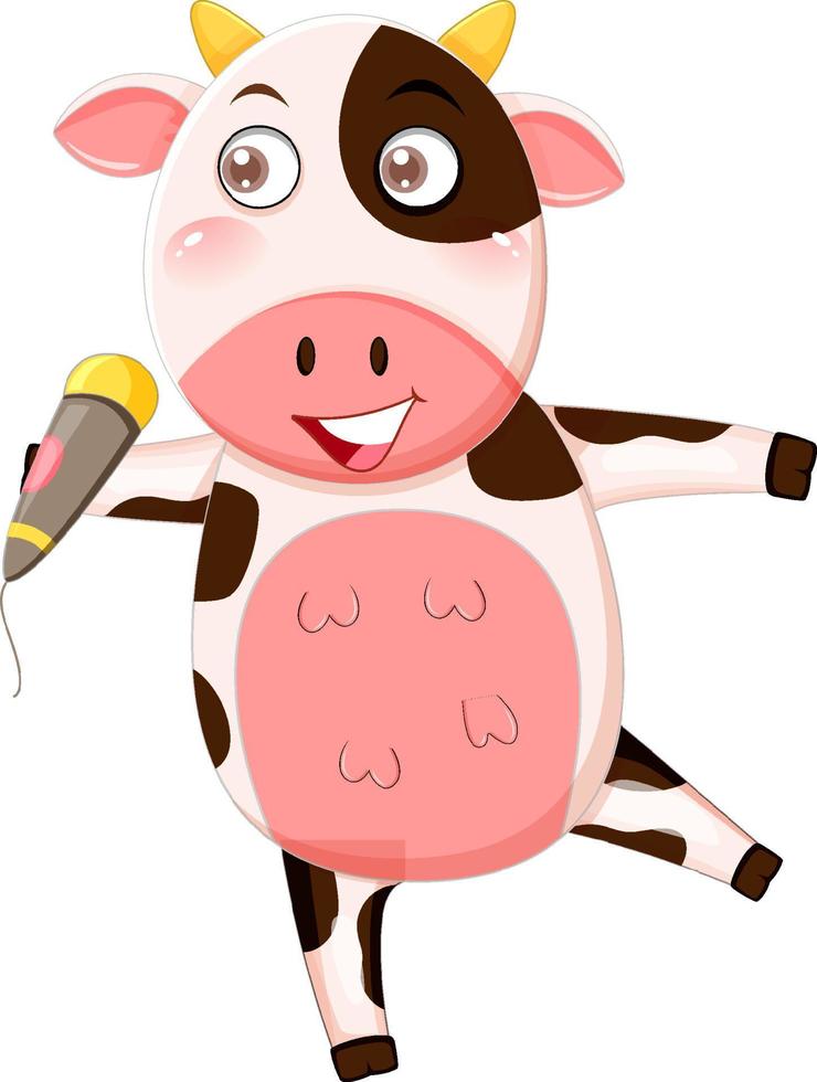 uma vaca cantando personagem de desenho animado vetor