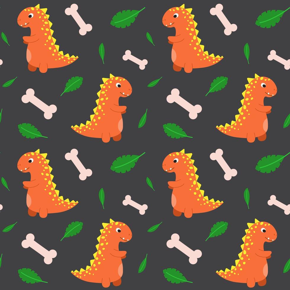 sem costura padrão com dinossauros de desenho animado. impressão fofa para roupas infantis, têxteis, decoração de quarto de berçário. fundo de bebê para tecido, cartão postal, papel de embrulho, produtos de presente, papel de parede vetor