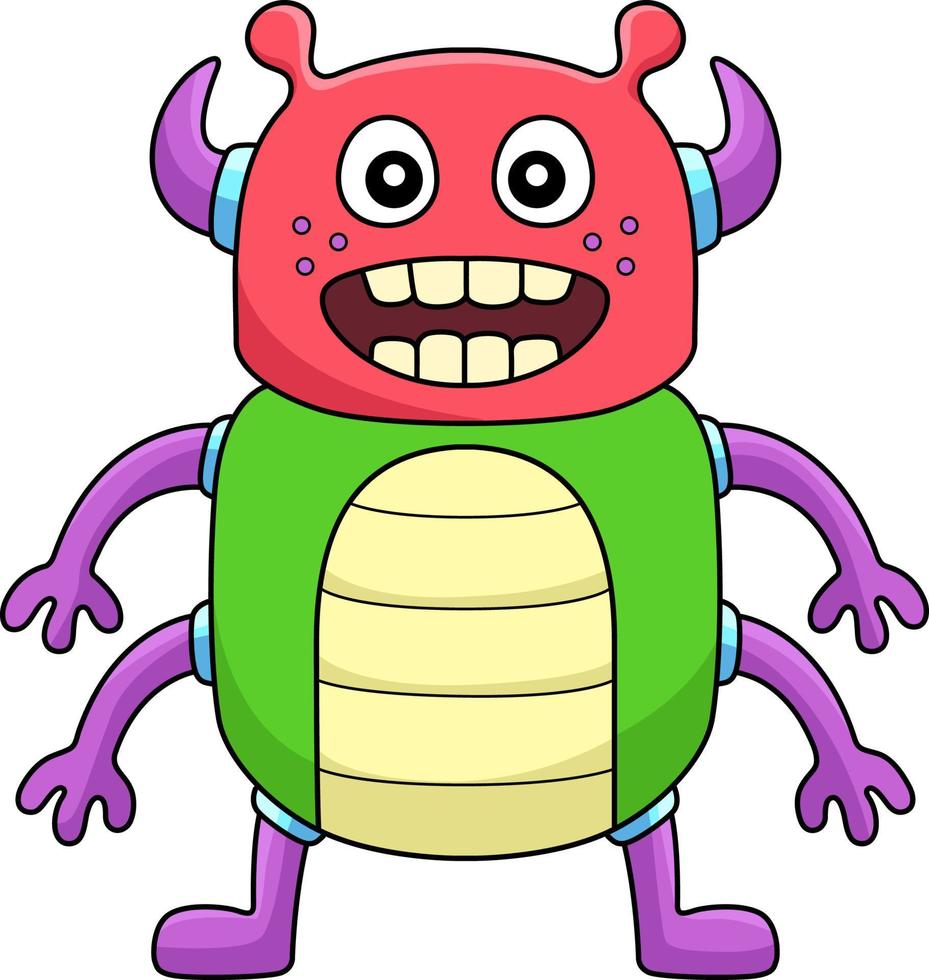 clipart colorido dos desenhos animados do monstro de quatro braços vetor