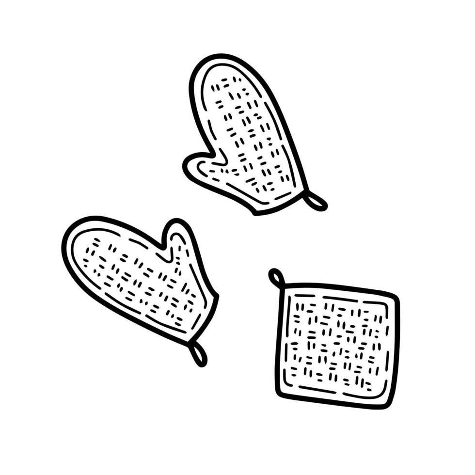 ilustração vetorial de luva de forno doodle potholder vetor