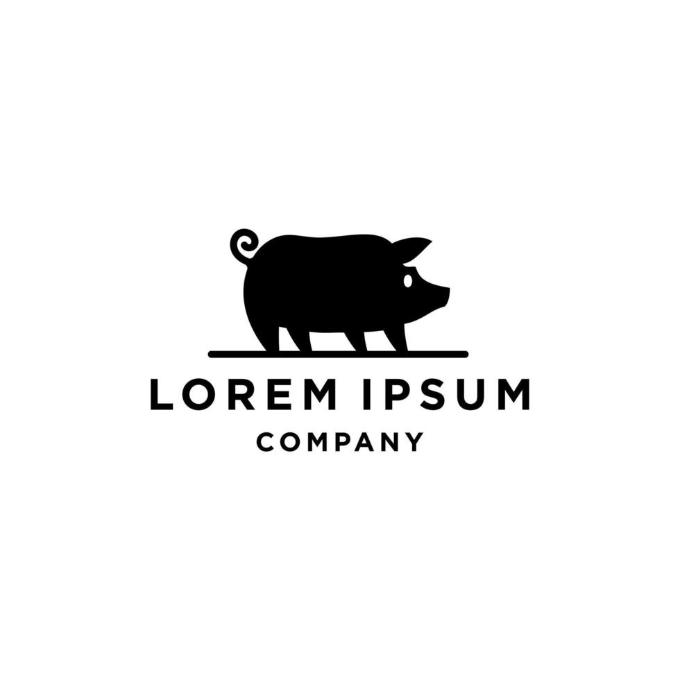 design de ícone de ilustração de logotipo de porco porco em estilo minimalista moderno isolado no fundo branco vetor