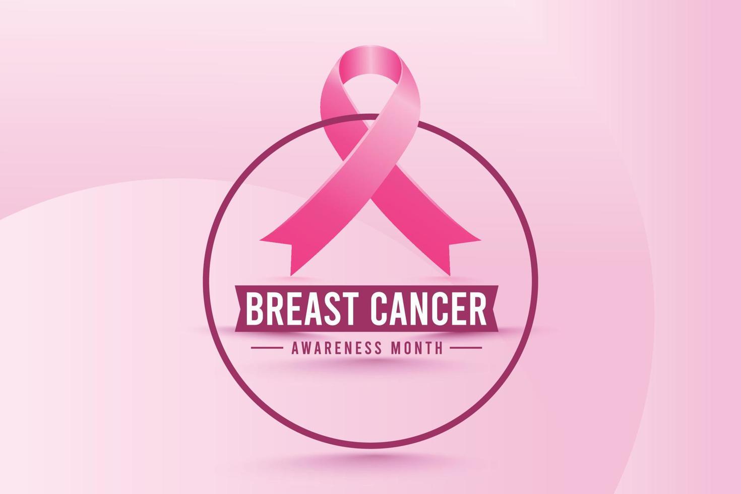 design de plano de fundo do mês de conscientização do câncer de mama com fita de seda rosa realista vetor