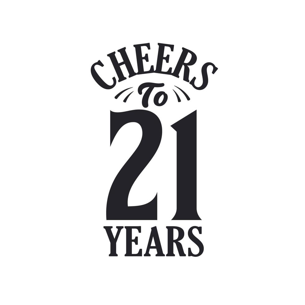 21 anos de festa de aniversário vintage, um brinde aos 21 anos vetor