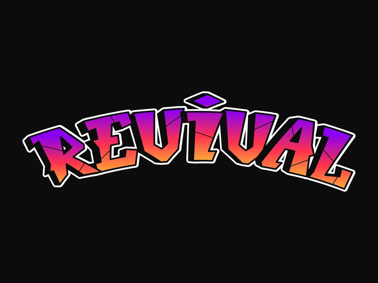 revival palavra trippy psicodélico estilo de graffiti letter.vector mão desenhada doodle cartoon logo revival illustration. letras engraçadas e divertidas, moda, impressão de estilo graffiti para t-shirt, conceito de cartaz vetor