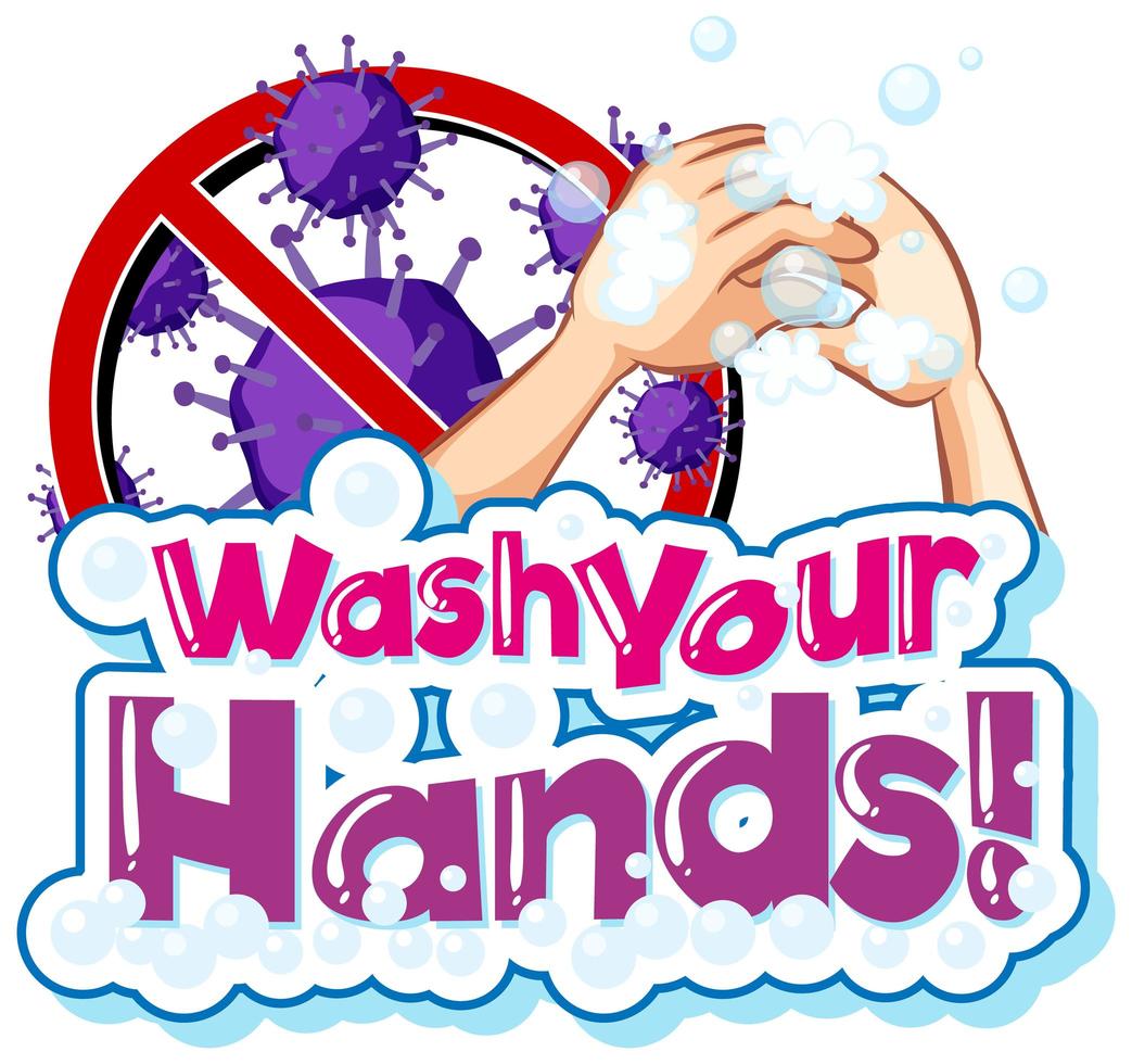 design de coronavírus com tema de lavar as mãos vetor
