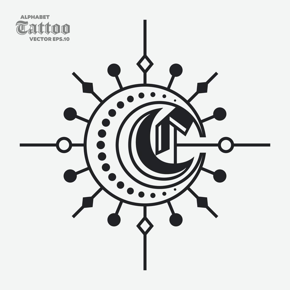 alfabeto c tatuagem logotipo vetor