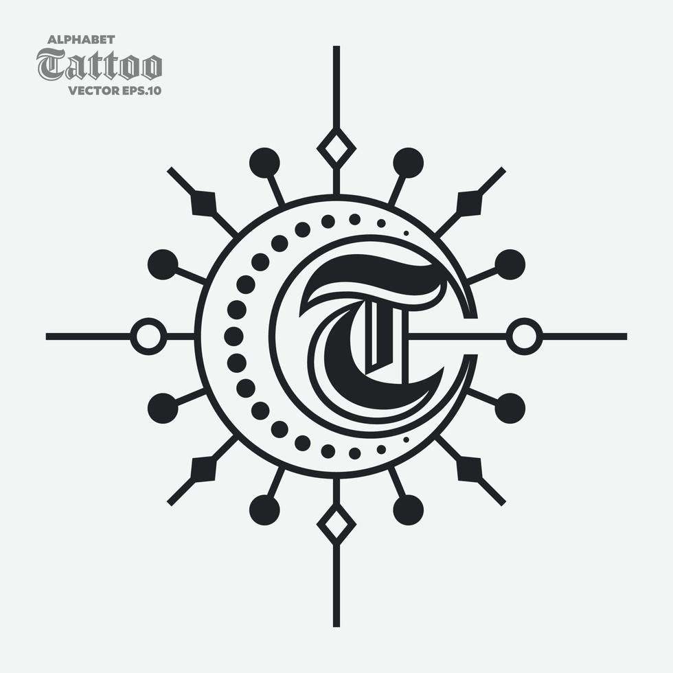 alfabeto t tatuagem logotipo vetor