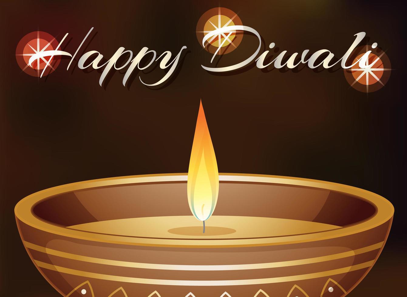 design de cartaz feliz diwali com luz de velas vetor