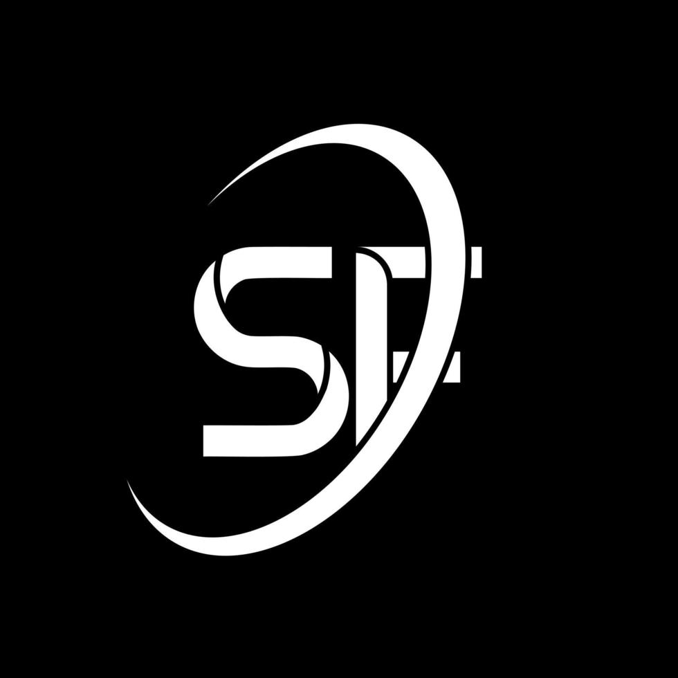 logotipo sf. projeto sf. carta branca de sf. design de logotipo de carta sf. letra inicial sf logotipo monograma maiúsculo do círculo vinculado. vetor