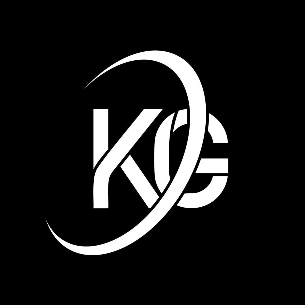 logotipo kg. projeto kg. letra kg branca. kg design de logotipo de letra. letra inicial kg logotipo do monograma maiúsculo do círculo vinculado. vetor
