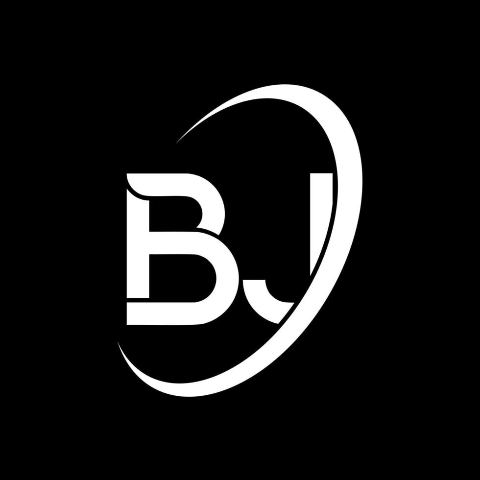 logotipo bj. projeto bj. letra bj branca. design de logotipo de letra bj. letra inicial bj vinculou o logotipo do monograma em maiúsculas do círculo. vetor