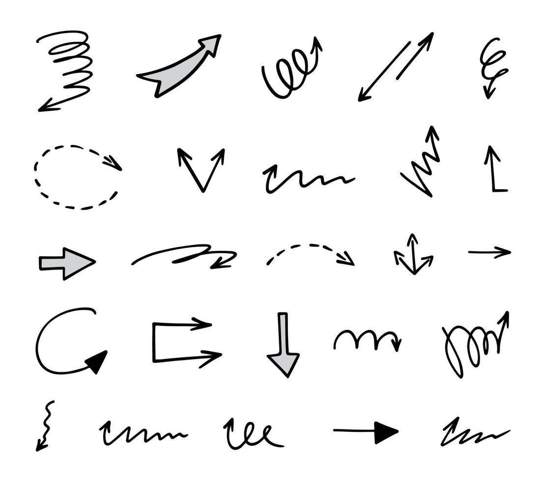 conjunto vetorial de setas desenhadas à mão, elementos para apresentação vetor