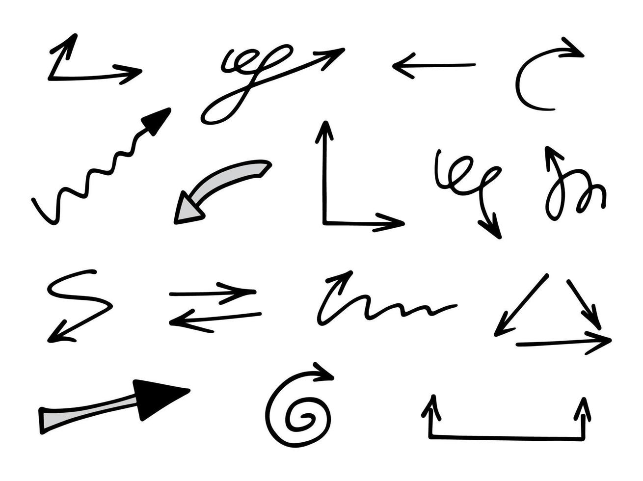 conjunto vetorial de setas desenhadas à mão, elementos para apresentação vetor