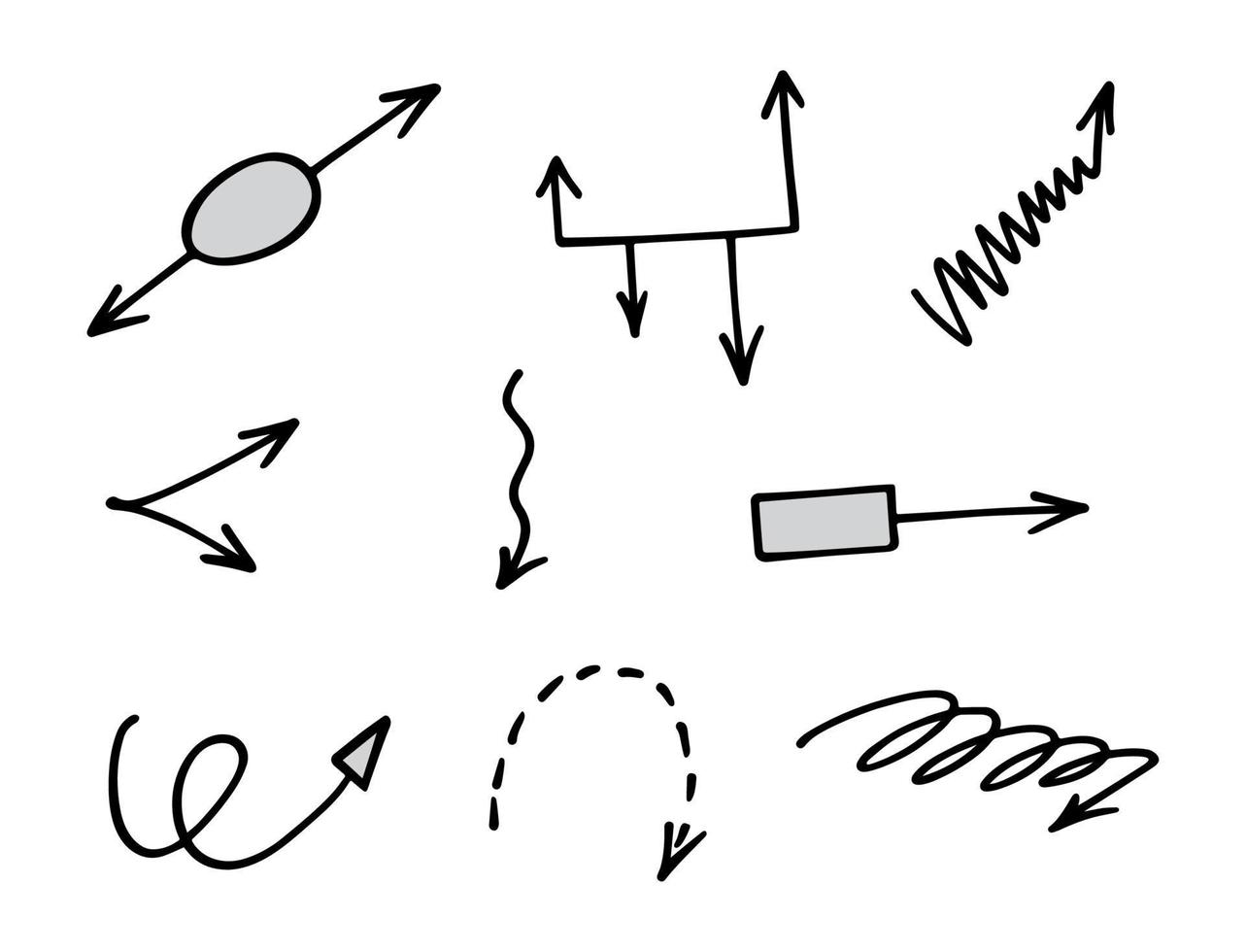 conjunto vetorial de setas desenhadas à mão, elementos para apresentação vetor