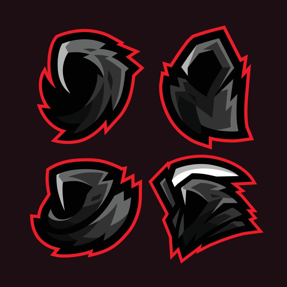 4 conjunto de logotipo de jogo esport fantasma vetor