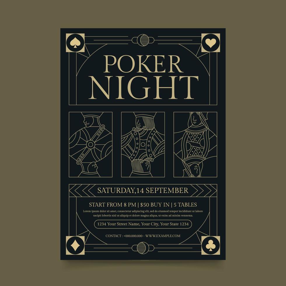 modelo de panfleto de noite de poker vetor