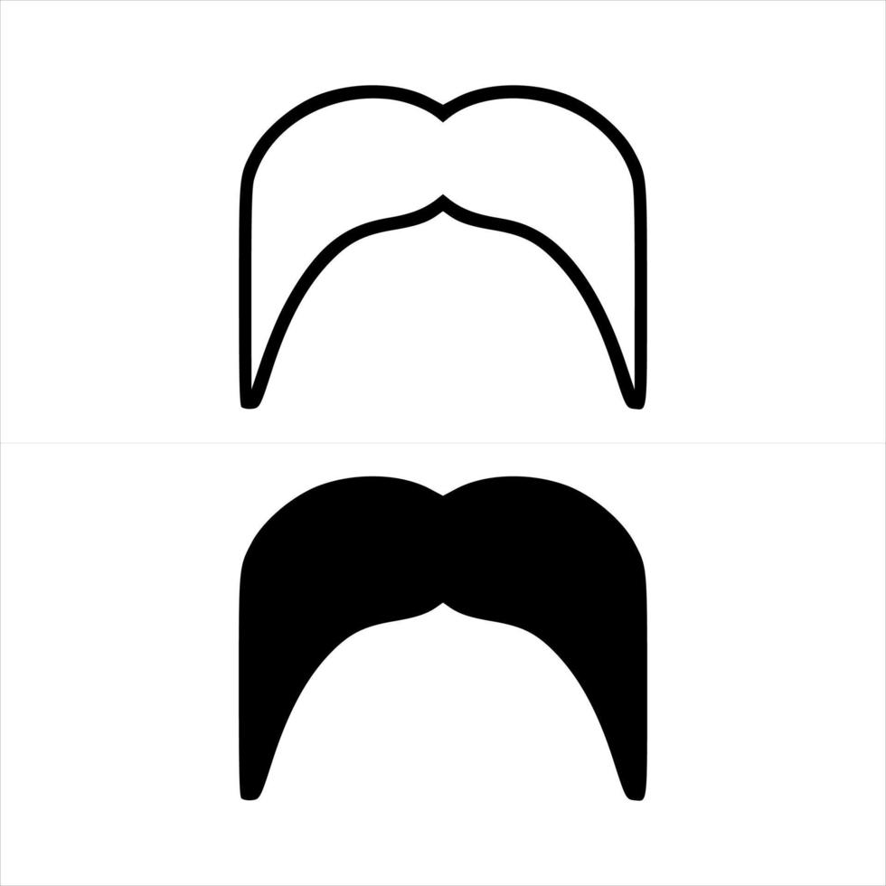 bigodes conjunto preto e branco isolados no fundo branco. silhueta bigode vintage preto isolado no fundo branco. símbolo do dia dos pais, sinal para barbearia. bigodes de hipster encaracolado retrô. vetor