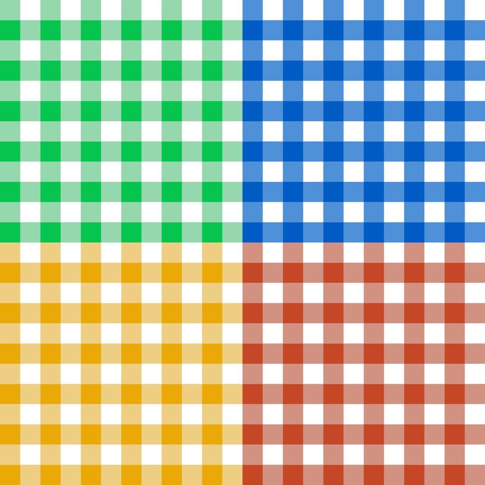 coleção de vetores de padrão de tecido xadrez multicolorido em cores diferentes