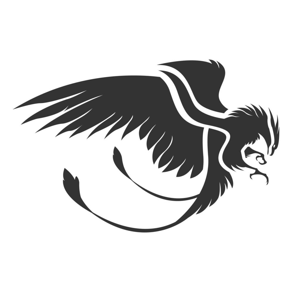 imagem vetorial de design de silhueta de pássaro de fênix plana vetor