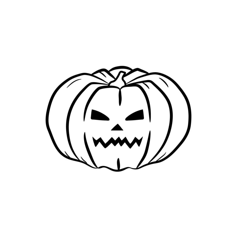 abóbora de halloween de ícone de mão desenhada. estilo doodle. abóbora de linha preta para cartão de saudação de design de férias, banner, pôster, panfletos e convites para festas. ilustração vetorial isolada no fundo branco vetor