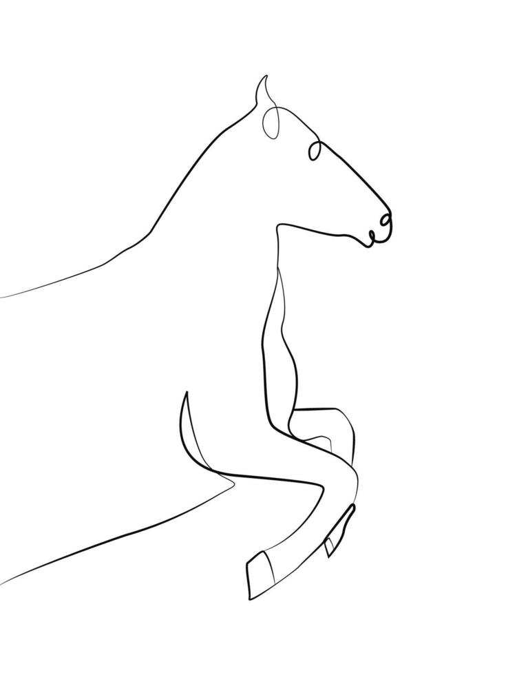 desenho de arte de linha de cavalo vetor