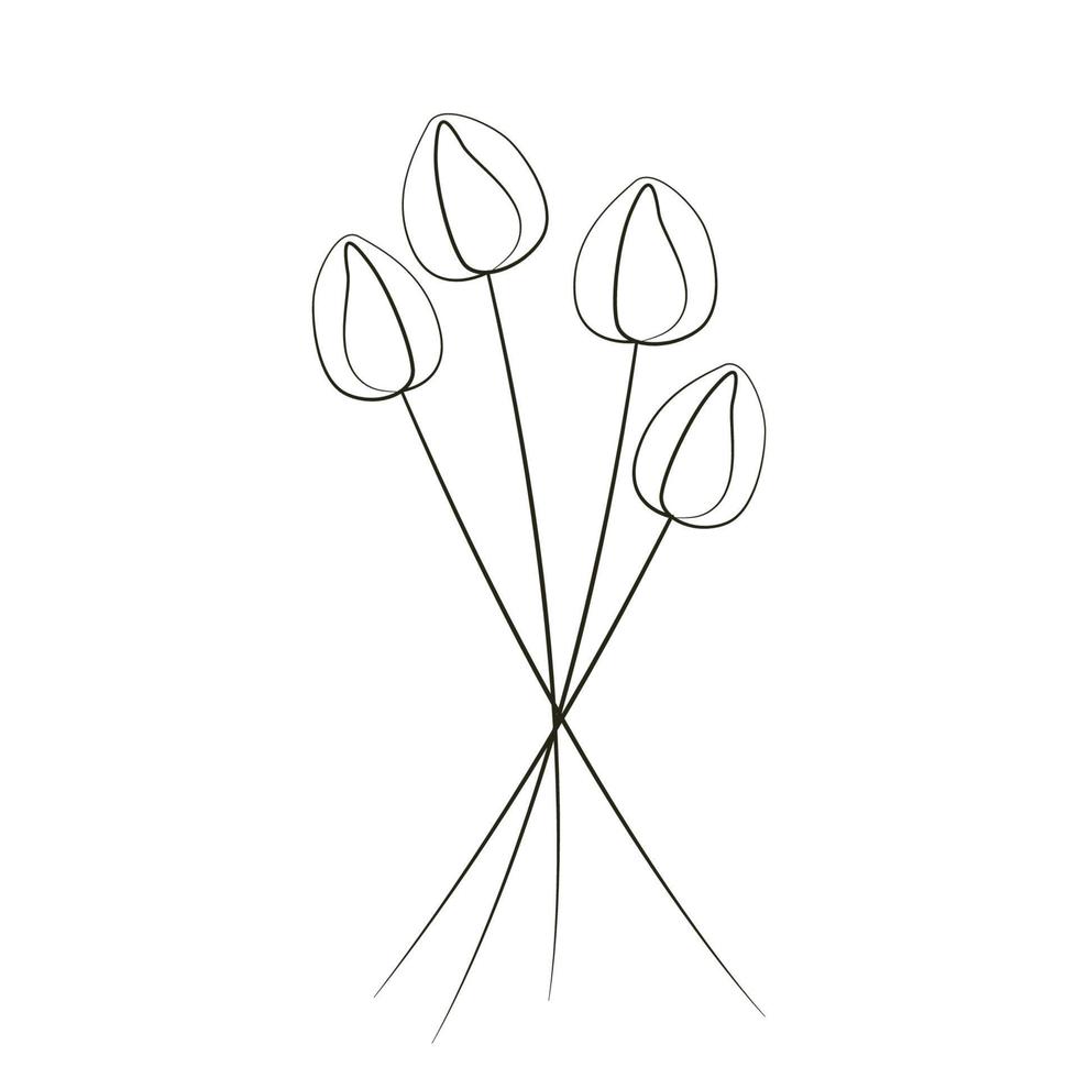 ilustração de arte de linha de flores de tulipa vetor