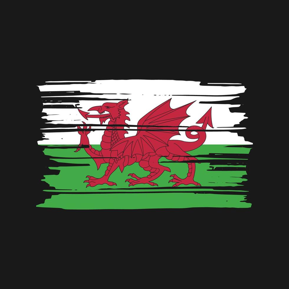 vetor de escova de bandeira de gales. desenho da bandeira nacional