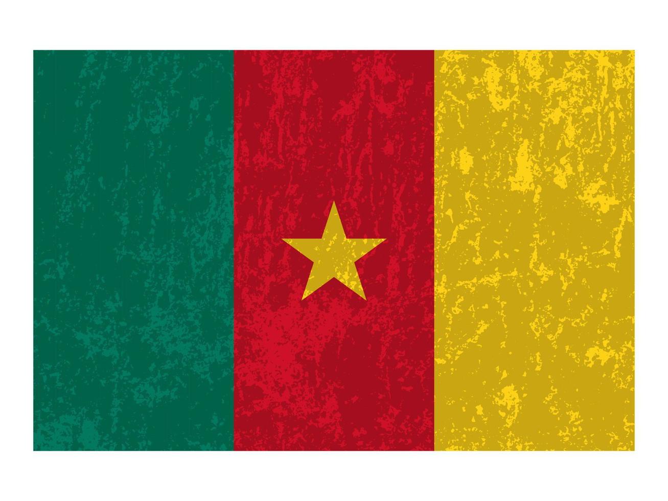 bandeira de camarões grunge, cores oficiais e proporção. ilustração vetorial. vetor