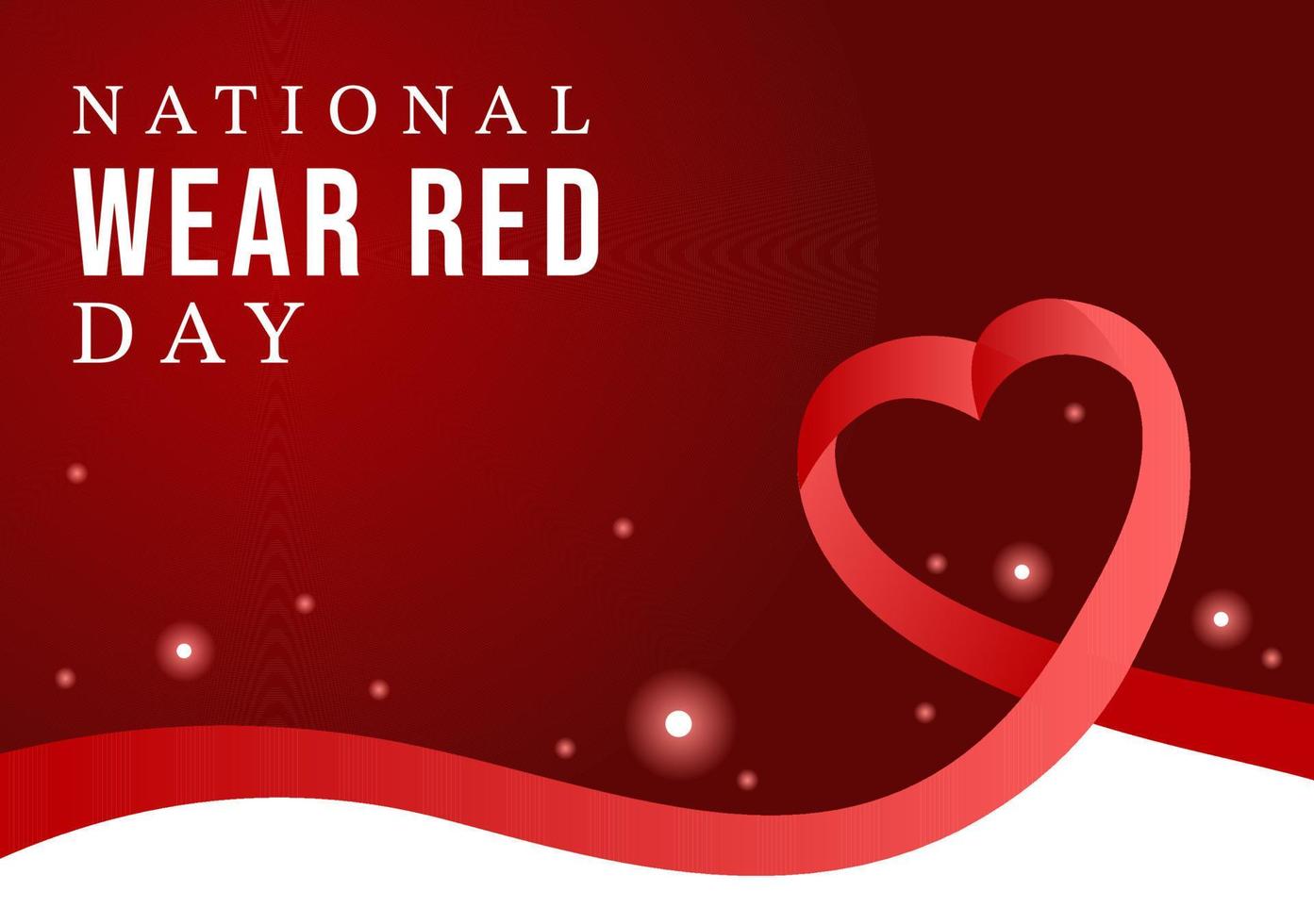 dia nacional de desgaste vermelho em 7 de fevereiro modelo ilustração plana de desenho animado desenhado à mão para informar o design de doenças cardíacas das mulheres vetor