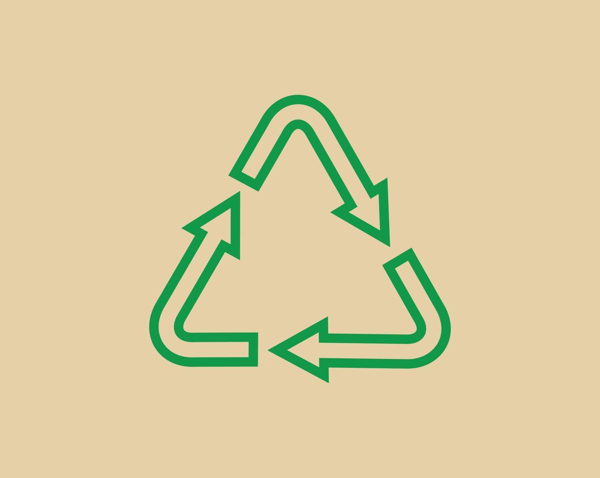 recicle o símbolo de resíduos e a seta verde logotipo web ícone conceito ilustração vetorial plana. vetor