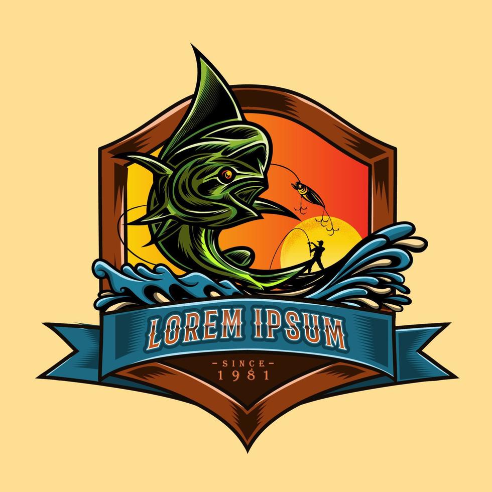 modelo de vetor de mascote de logotipo de pesca