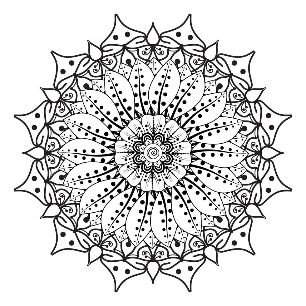 padrão circular em forma de mandala para henna, mehndi, tatuagem, decoração. ornamento decorativo em estilo oriental étnico. página do livro para colorir. vetor