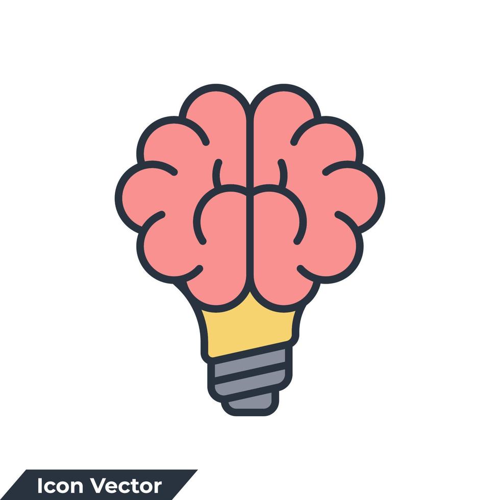 ilustração em vetor logotipo de ícone de habilidades. ideia criativa. cérebro no modelo de símbolo de lâmpada para coleção de design gráfico e web