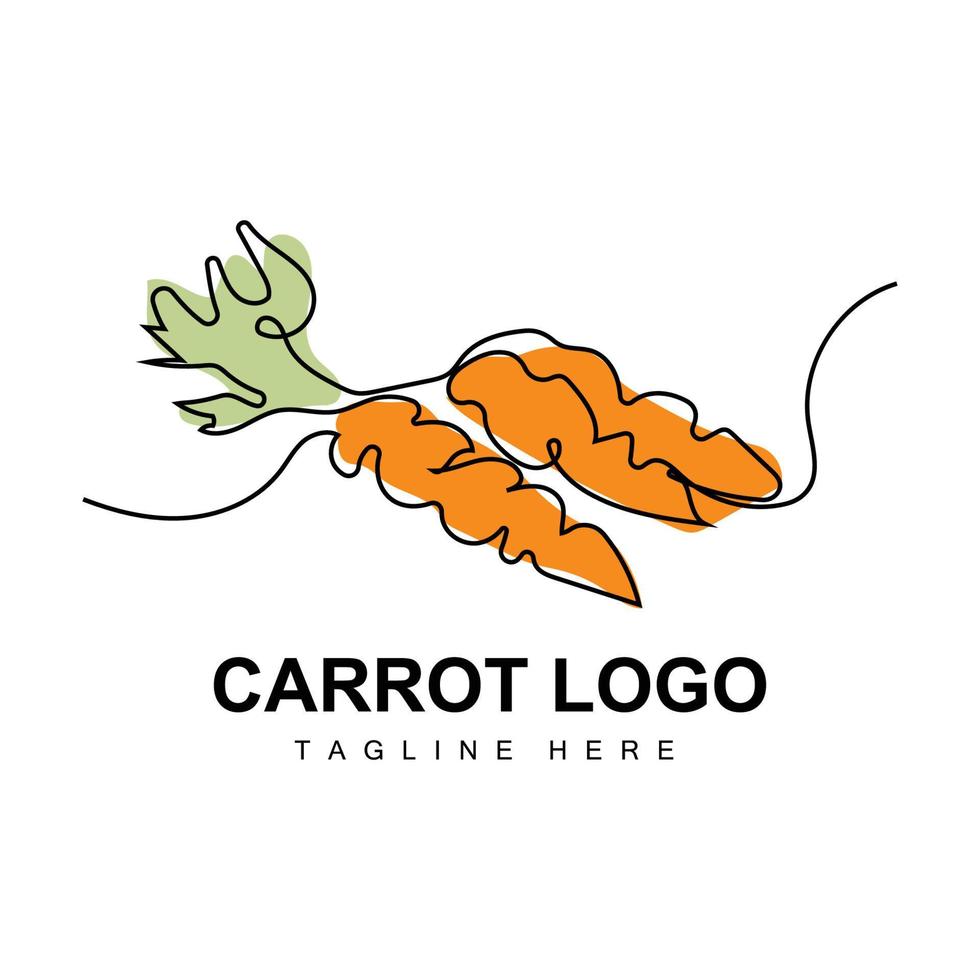 cenoura logotipo design linha vetor estilo vegetariano frutas vegetais ícone cozinhar ingredientes