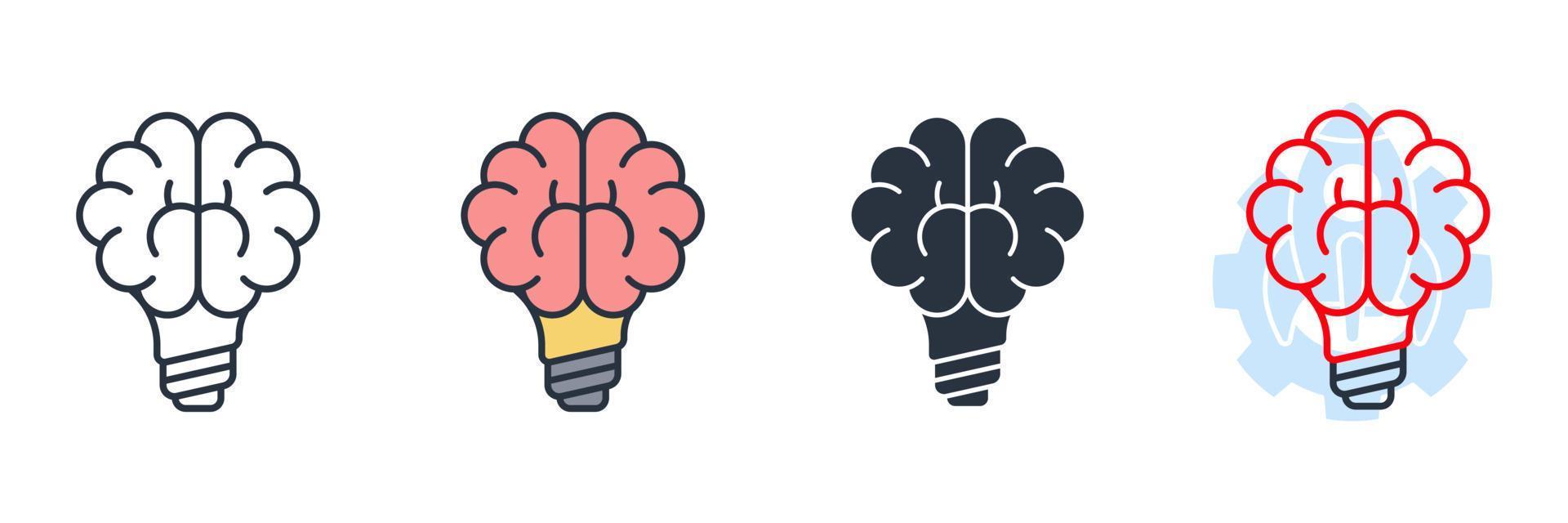ilustração em vetor logotipo de ícone de habilidades. ideia criativa. cérebro no modelo de símbolo de lâmpada para coleção de design gráfico e web