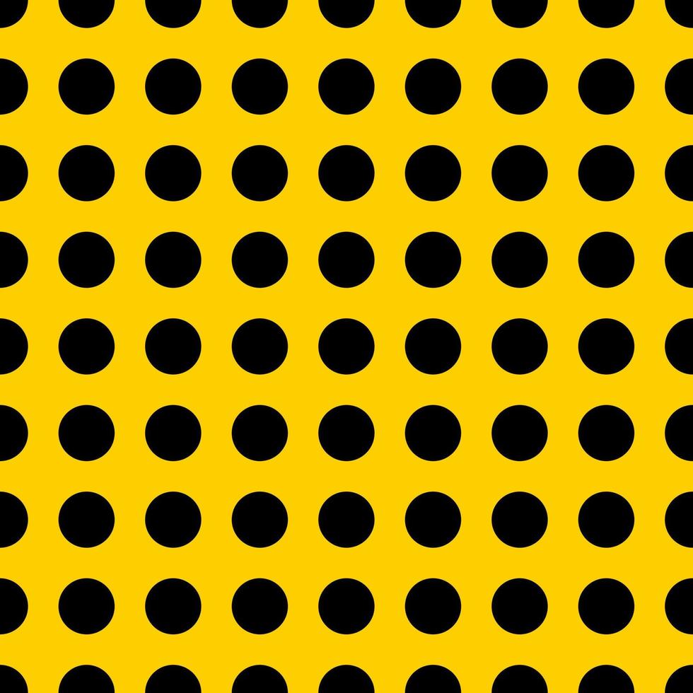 padrão sem emenda. fundo amarelo com círculos pretos. ilustração vetorial. vetor