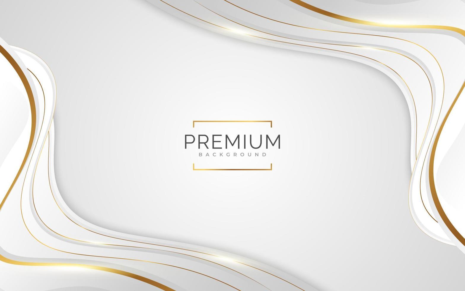 fundo branco e dourado de luxo com linhas douradas e estilo de corte de papel. fundo cinza e dourado premium para prêmio, indicação, cerimônia, convite formal ou design de certificado vetor