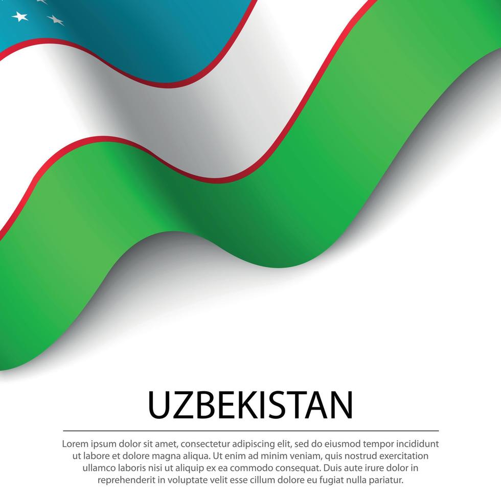acenando a bandeira do Uzbequistão em fundo branco. faixa ou faixa vetor