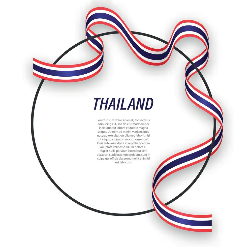 acenando a bandeira da fita da tailândia no quadro do círculo. modelo para ind vetor