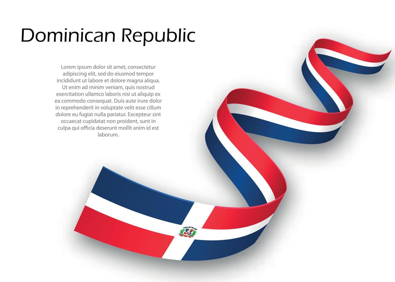 acenando a fita ou banner com bandeira da república dominicana. modelo vetor