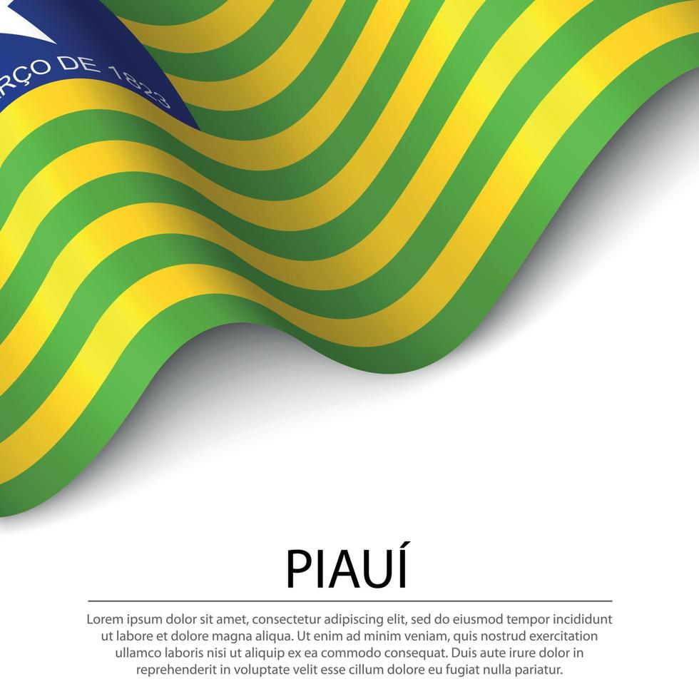 acenando a bandeira do piaui é um estado do brasil em fundo branco. vetor