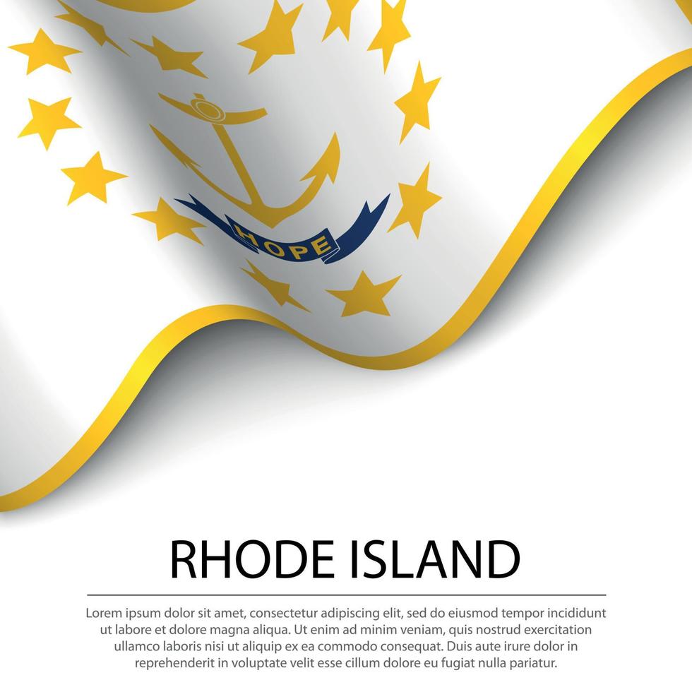 acenando a bandeira de rhode island é um estado dos eua em background branco vetor