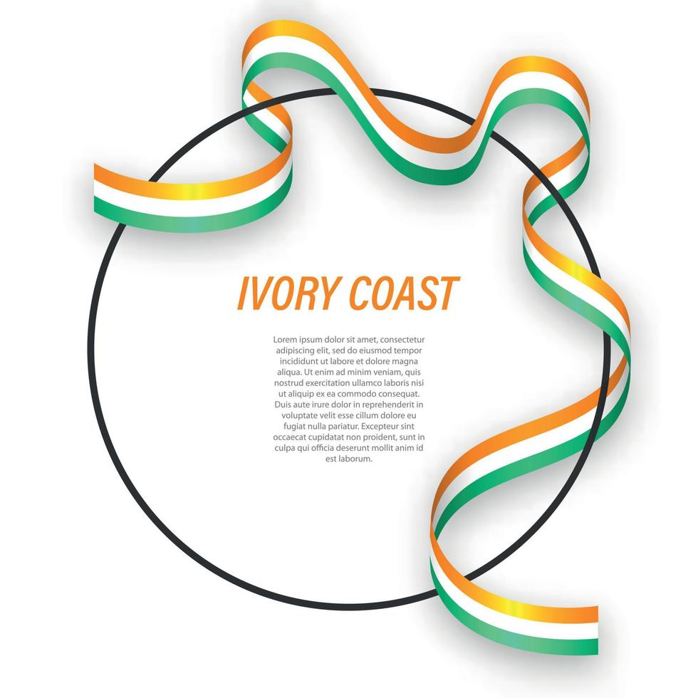 acenando a bandeira de fita da Costa do Marfim no quadro do círculo. modelo para vetor