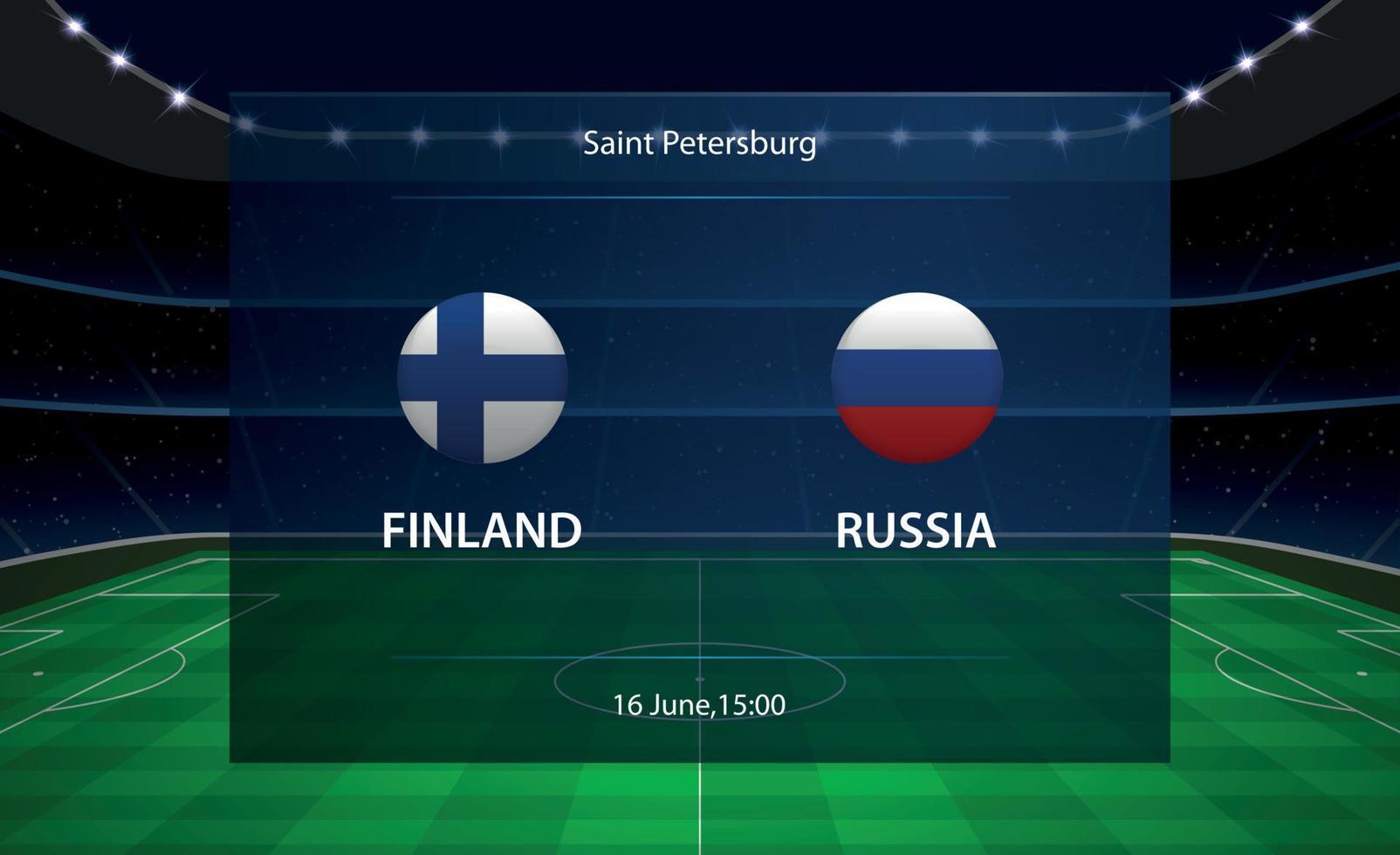 placar de futebol finlândia vs rússia. transmitir futebol gráfico vetor