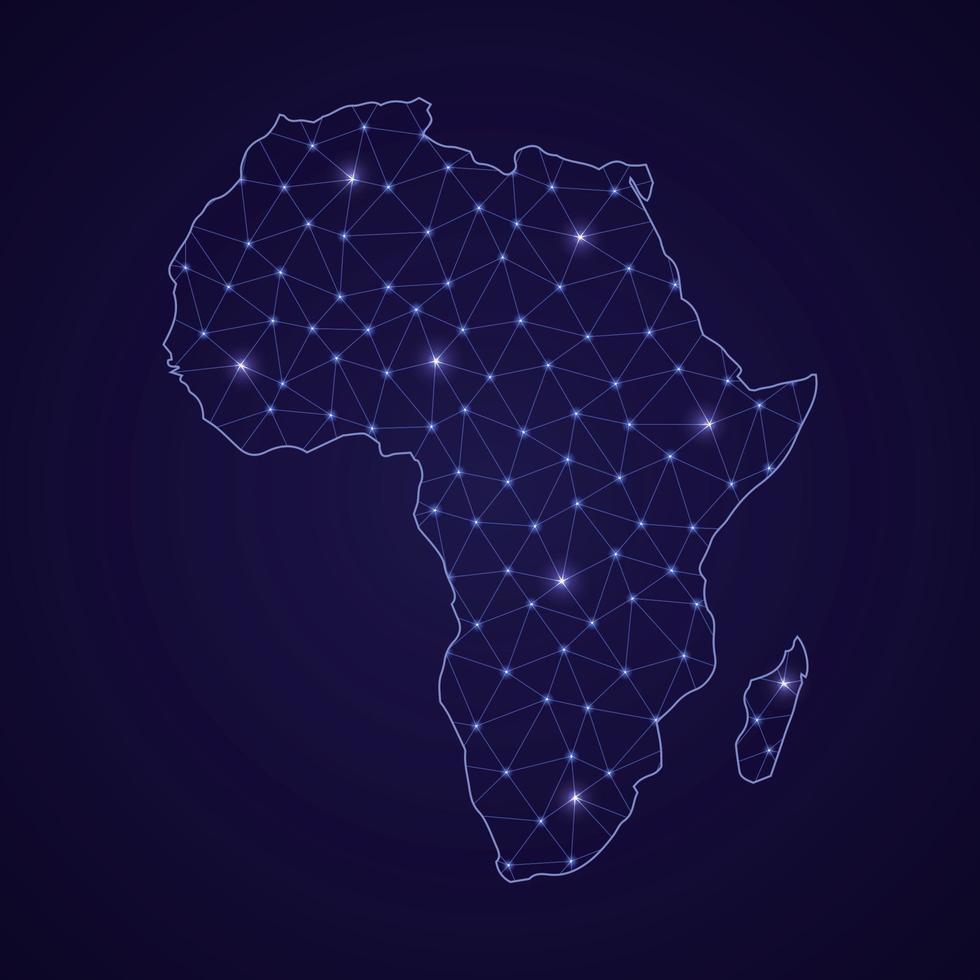 mapa de rede digital da África. linha de conexão abstrata e ponto vetor