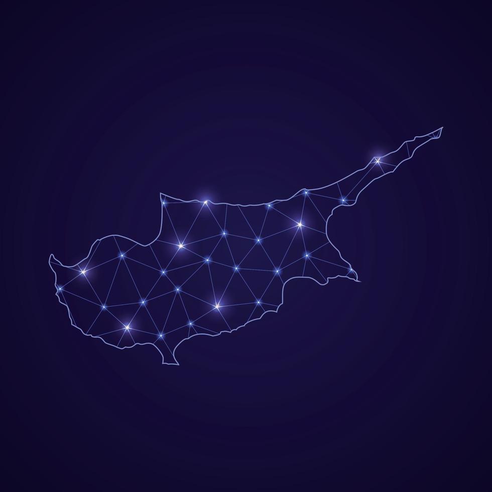 mapa de rede digital de Chipre. linha de conexão abstrata e ponto vetor