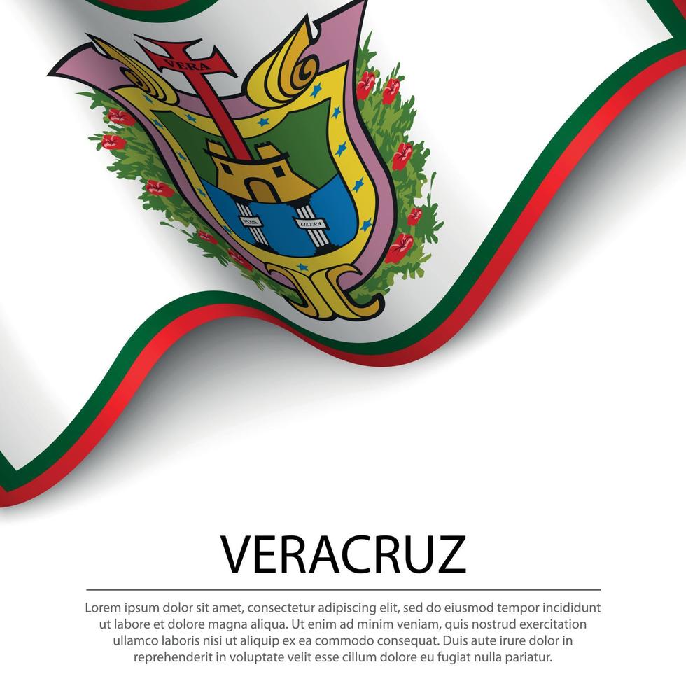 acenando a bandeira de veracruz é um estado do méxico em fundo branco vetor