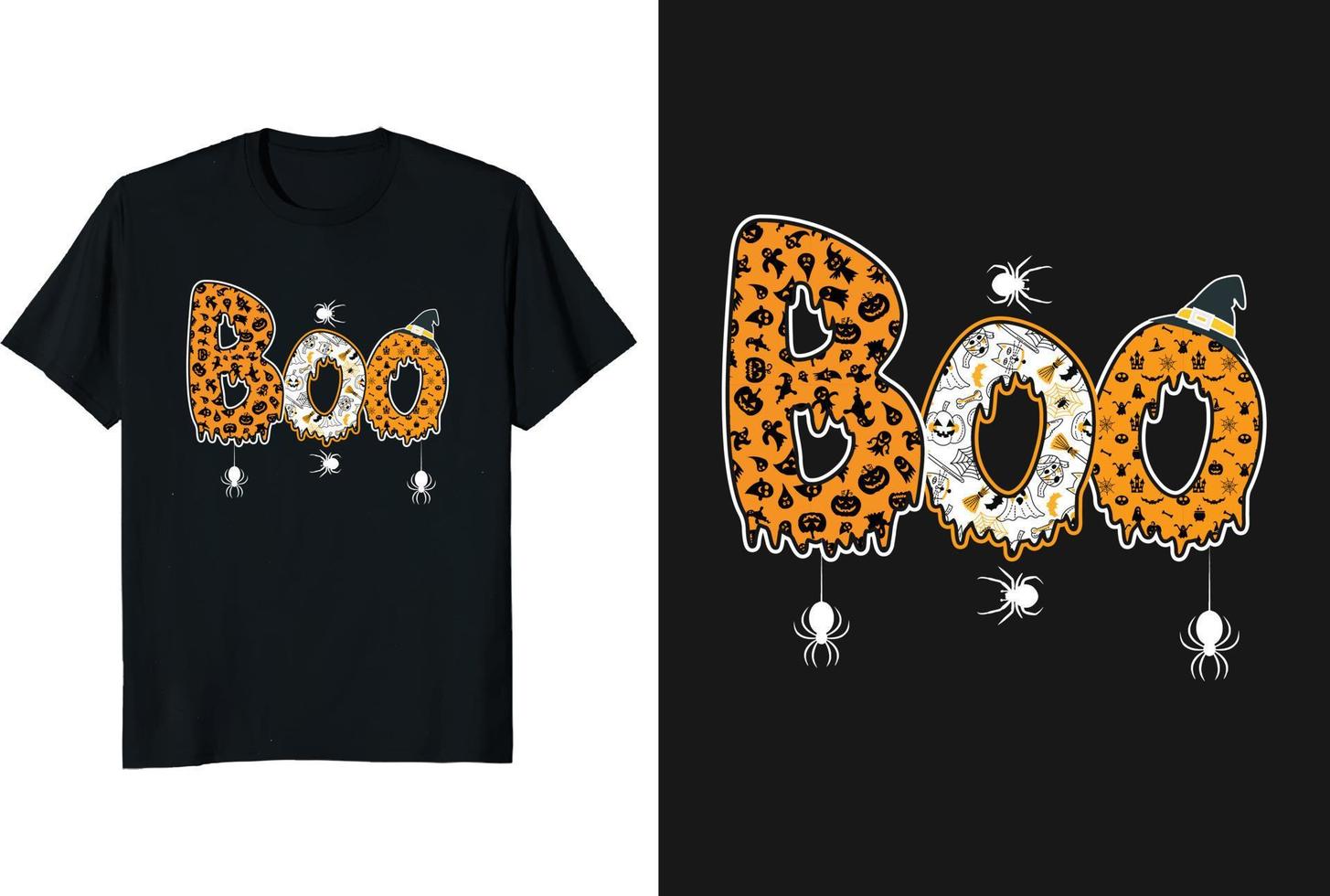 boo design de t-shirt de halloween e t-shirt vintage de tipografia engraçada gráfica ou vetor e ilustração