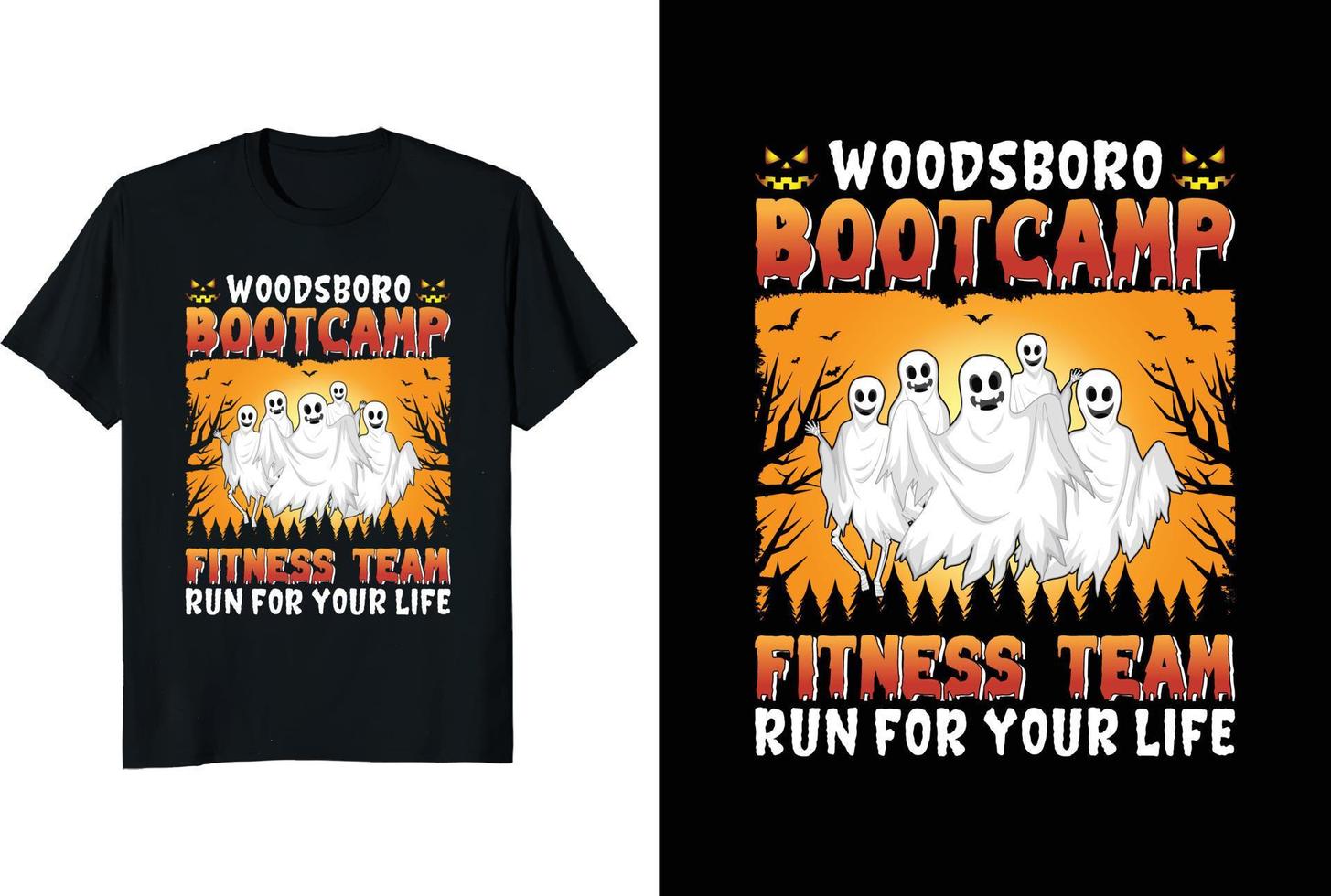 camiseta da equipe de fitness do bootcamp woodsboro corra pela sua vida vetor